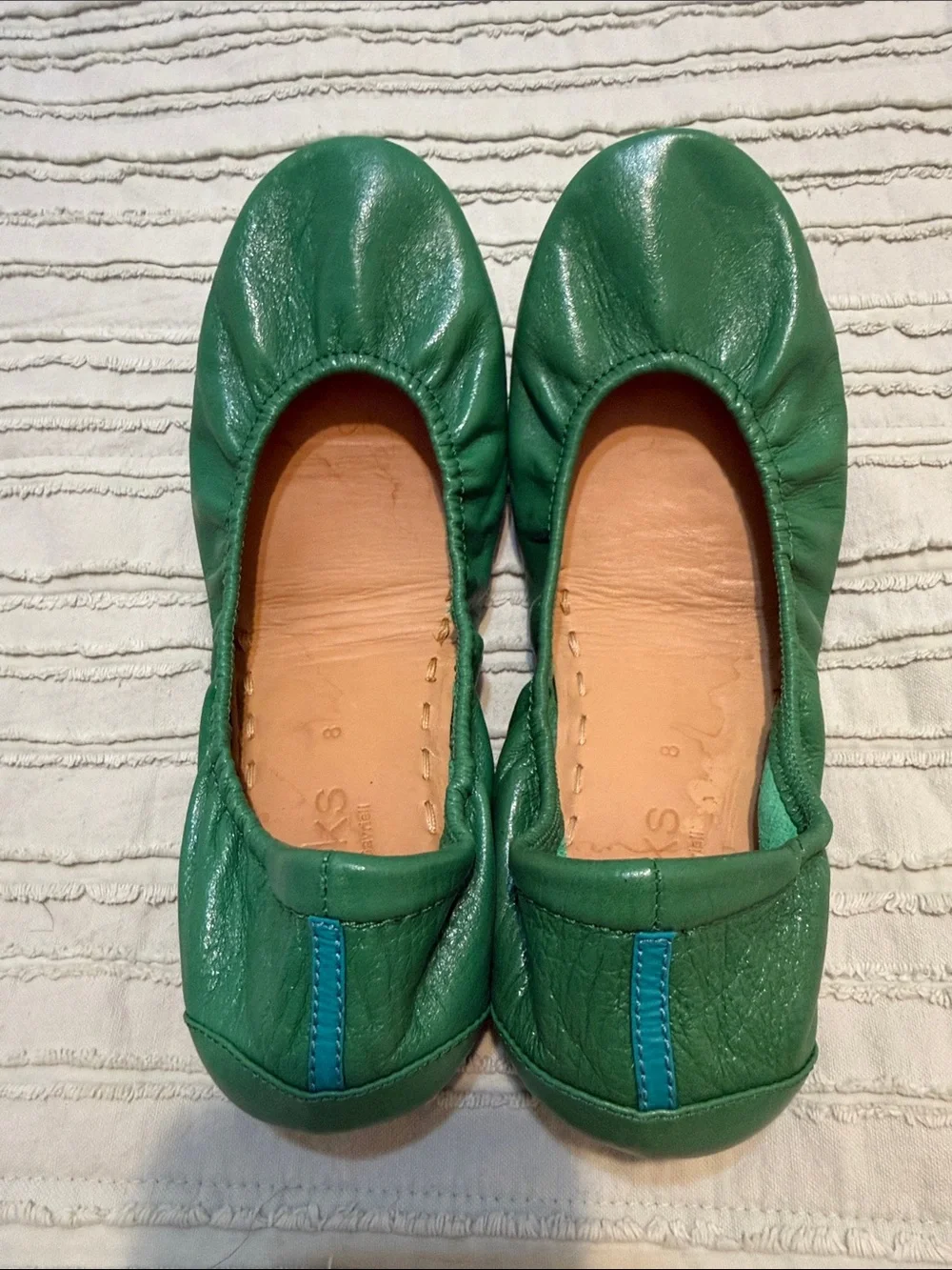 Tieks Green Leather Foldable Ballet Flats